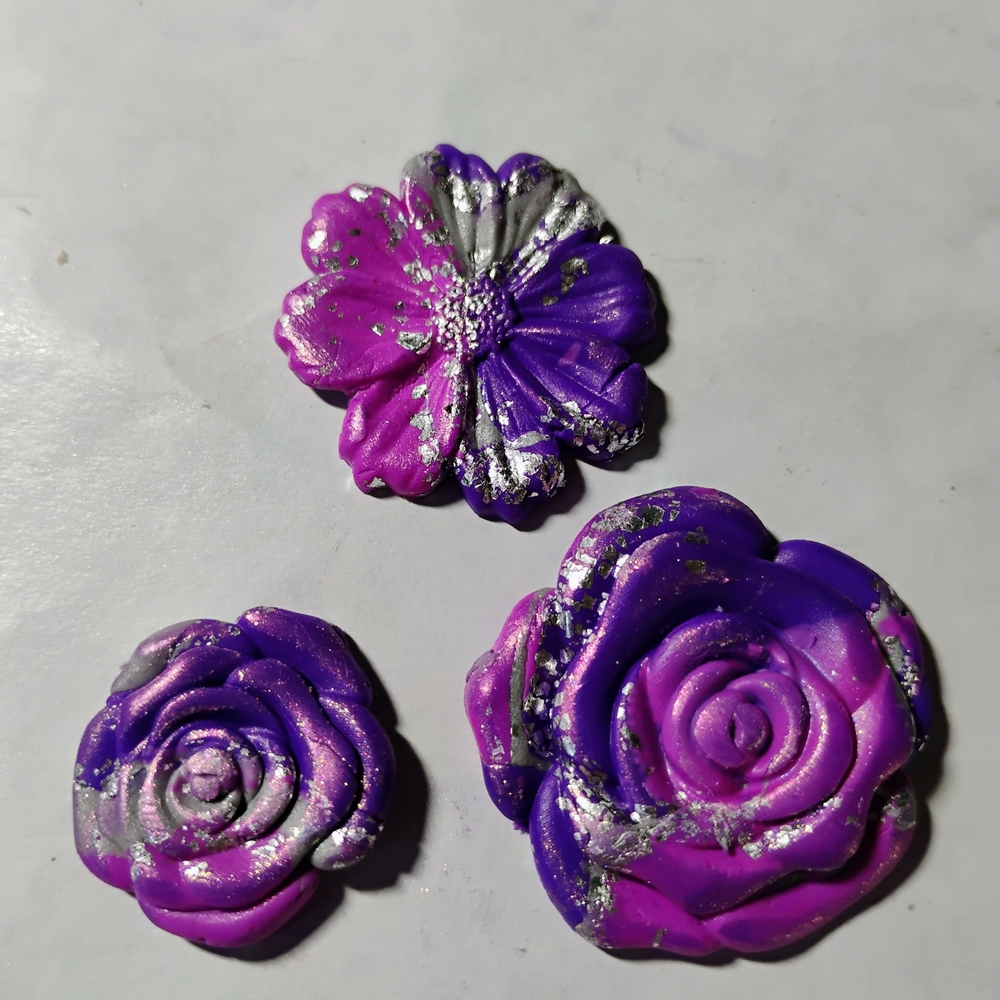 Purple and Silver Floral Art Sculpture